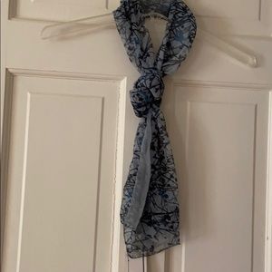 Polyester Blue Flowered Scarf